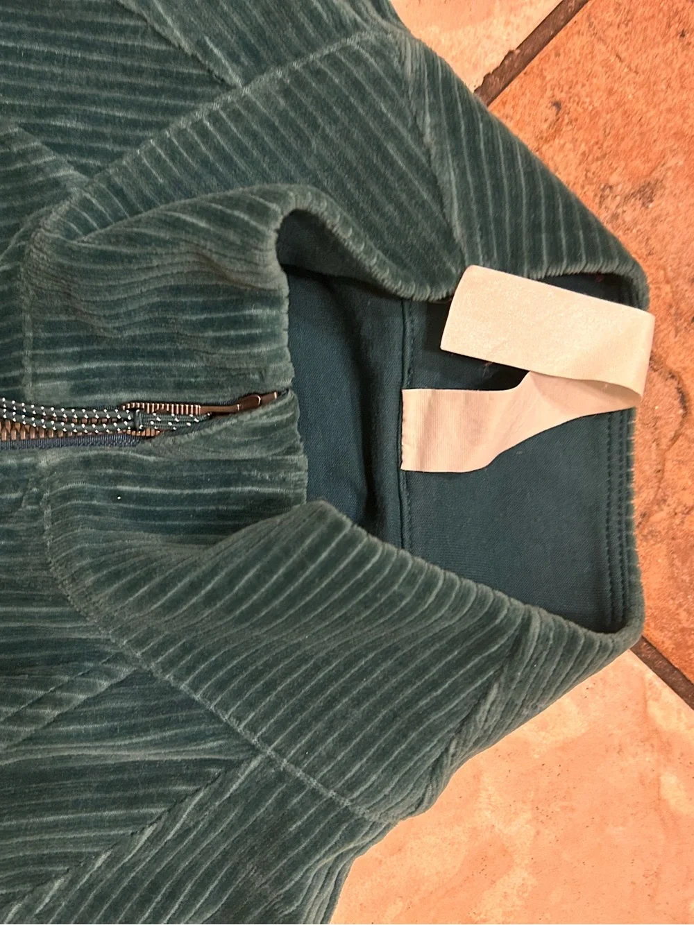 lululemon athletica teal Green Corded Zip Jacket